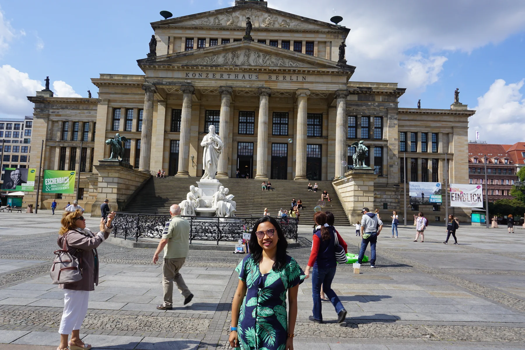 Mentari Rahman near the Brandenburg Gate in Berlin during a personal trip