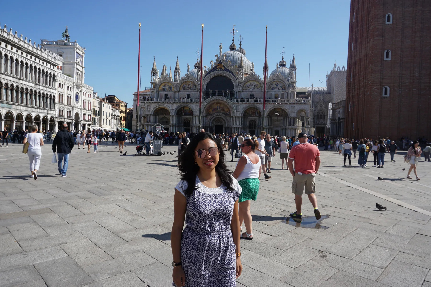 Mentari Rahman in Saint Mark's Square in Venice during a personal trip
