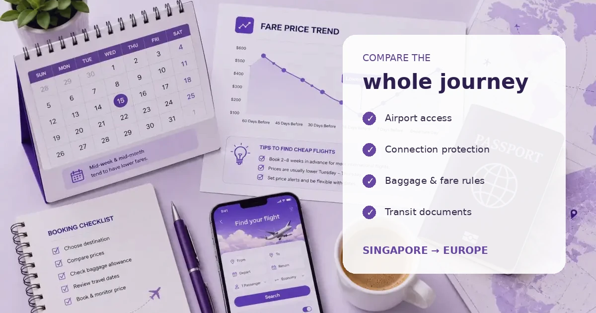 Singapore to Europe transit and fare comparison checklist Singapore to Europe route planning checklist