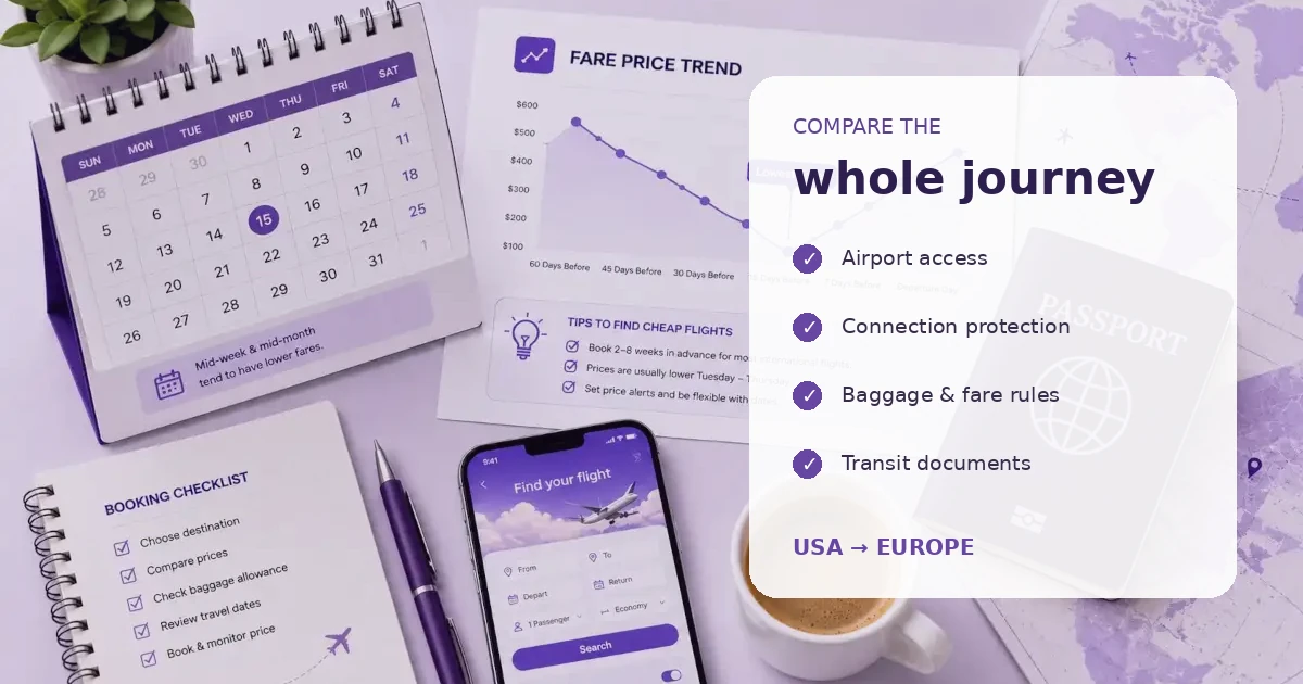 USA to Europe route comparison checklist