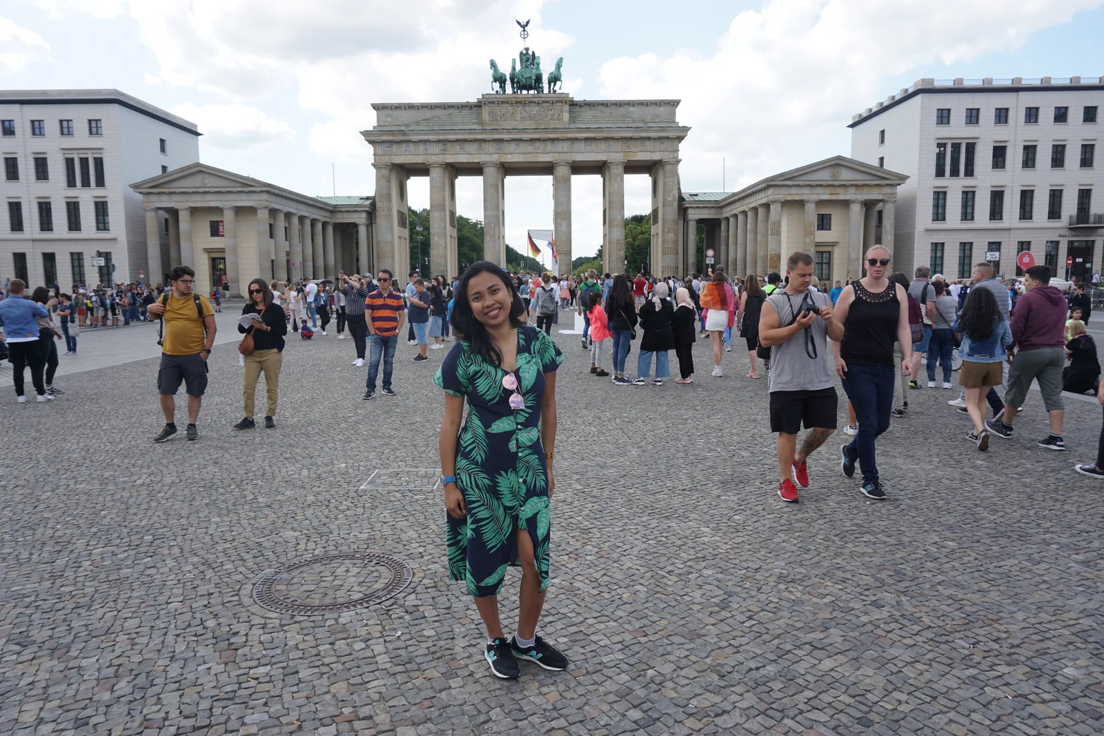 Mentari Rahman at Brandenburg Gate in Berlin during a personal trip